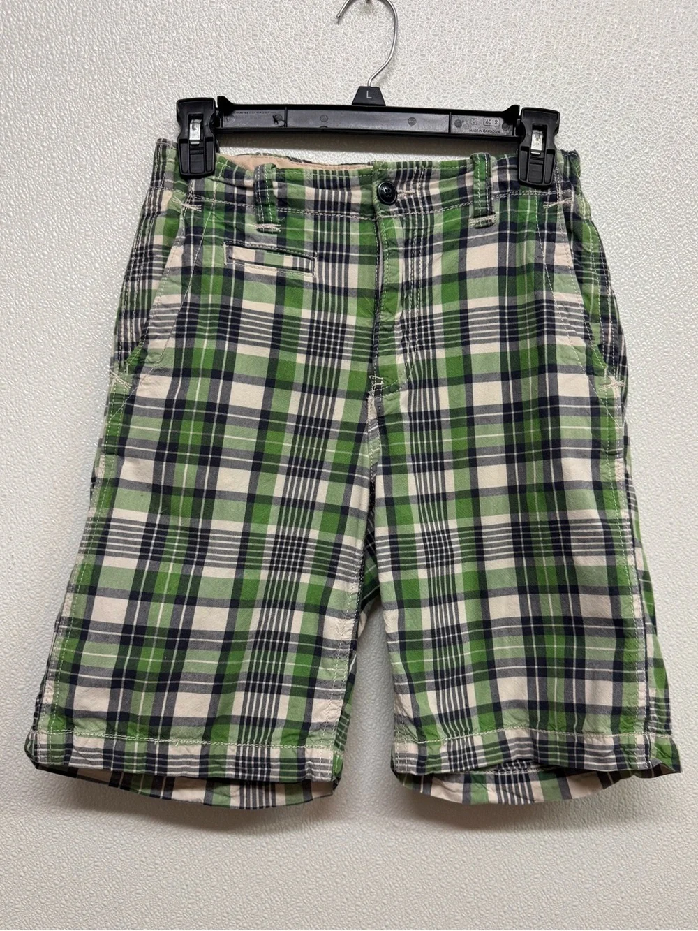 GAP Green Plaid Flat Front Boy's Shorts Sz 12 (E-20)